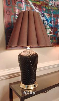 Pair Vintage Post Modern Shell Table Lamps With Original Shades
