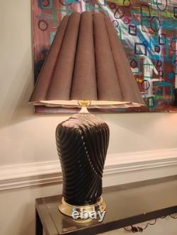 Pair Vintage Post Modern Shell Table Lamps With Original Shades