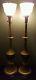 Pair Vintage Rembrandt Brass Lamps Huge Heavy With Original Shades & Labels