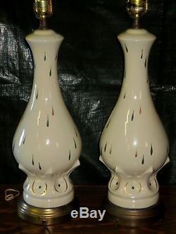 Pair Vintage Retro MID Century Table Lamps No Shades