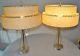 Pair Vtg Mid-century Modern Atomic Sputnik Table Lamps Fiberglass 2 Tier Shades