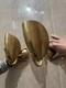 Pair Of 2 Light Curved Shades Vintage Handmade Wall Mid Century Modern Raw Brass