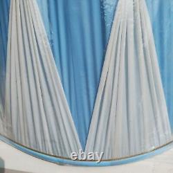 Pair of 2 Vintage Pinch Pleat Empire Lamp Shades Light Blue and White 15 Tall