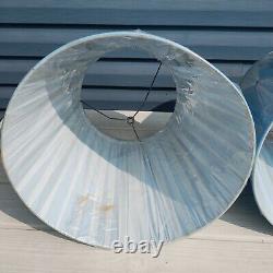 Pair of 2 Vintage Pinch Pleat Empire Lamp Shades Light Blue and White 15 Tall