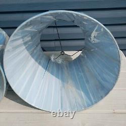 Pair of 2 Vintage Pinch Pleat Empire Lamp Shades Light Blue and White 15 Tall