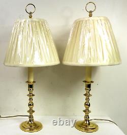 Pair of Baldwin Brass 20.5 Williamsburg Candlestick Accent Nightstand Lamps VTG
