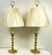 Pair Of Baldwin Brass 20.5 Williamsburg Candlestick Accent Nightstand Lamps Vtg