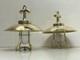 Pair Of Brass Replica Ceiling Pendant Lamps Retro Hanging Lights With Shades