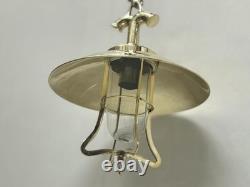 Pair of Brass Replica Ceiling Pendant Lamps Retro Hanging Lights with Shades