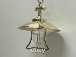 Pair of Brass Replica Ceiling Pendant Lamps Retro Hanging Lights with Shades
