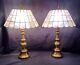Pair Of Lamps With Vintage Capiz Shell Lamp Shades