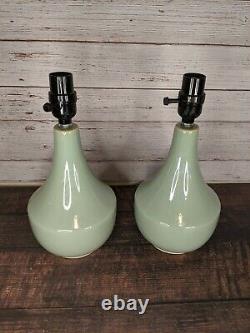 Pair of Mid Century Table Lamps Vintage Blue Green + Bulb BASES ONLY NO SHADES