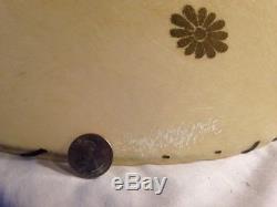 Pair of Mid Century Vintage 2 Tier Fiberglass Lamp Shades Ivory Gold Flowers