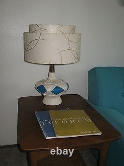 Pair of Mid Century Vintage Style 2 Tier Fiberglass Lamp Shades Atomic Ivory/2