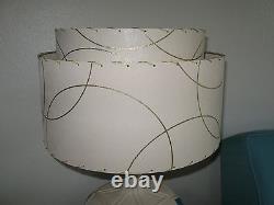 Pair of Mid Century Vintage Style 2 Tier Fiberglass Lamp Shades Atomic Ivory/2