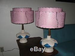 Pair of Mid Century Vintage Style 2 Tier Fiberglass Lamp Shades Atomic PGB2