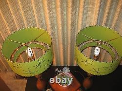 Pair of Mid Century Vintage Style 2 Tier Fiberglass Lamp Shades Starburst O2I