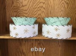 Pair of Mid Century Vintage Style 2 Tier Fiberglass Lamp Shades Starburst SFW