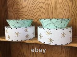 Pair of Mid Century Vintage Style 2 Tier Fiberglass Lamp Shades Starburst SFW