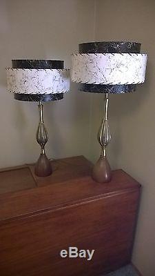 Pair of Mid Century Vintage Style 3 Tier Fiberglass Lamp Shades 2