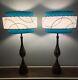 Pair Of Mid Century Vintage Style 3 Tier Fiberglass Lamp Shades Atomic Turquoise