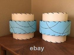 Pair of Mid Century Vintage Style 3 Tier Fiberglass Lamp Shades Modern Retro