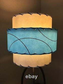 Pair of Mid Century Vintage Style 3 Tier Fiberglass Lamp Shades Modern Retro