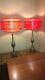 Pair Of Mid Century Vintage Style 3 Tier Fiberglass Lamp Shades Red 2