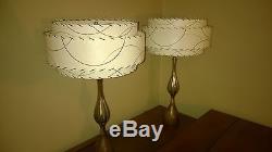 Pair of Mid Century Vintage Style 3 Tier Fiberglass Lamp Shades Starburst IBGA