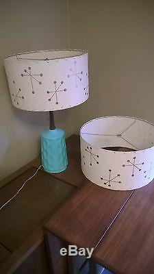 Pair of Mid Century Vintage Style Fiberglass Lamp Shades Modern Atomic IGSB