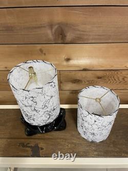 Pair of Mid Century Vintage Style Fiberglass Lamp Shades Modern White Black