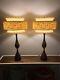 Pair Of Mid Century Vintage Style Tapered 3 Tier Fiberglass Lamp Shades Iv/blk