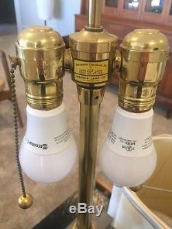 Pair of Pewter Marbro Lamps Chinoiserie Vintage MCM Hollywood Regency with SHADES