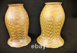Pair of Quezal Art Glass Lampshades
