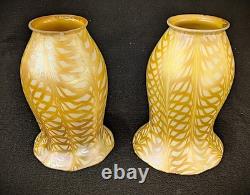 Pair of Quezal Art Glass Lampshades