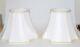 Pair Of Small Silk Lamp Shades White With Gold Embroidered Trim Vintage Set
