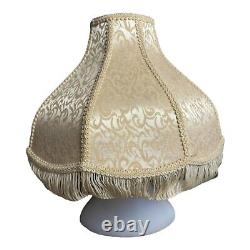 Pair of VTG Victorian Style Bell Shaped Lamp Shade Floral Scroll w Fringe 15 W
