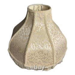 Pair of VTG Victorian Style Bell Shaped Lamp Shade Floral Scroll w Fringe 15 W