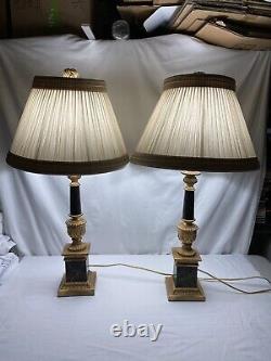 Pair of Vintage Chelsea House Buffet Lamp Table Lamp withShades 34 Tall #80