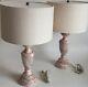 Pair Of Vintage Cream Pink Marble Lamps With Shades Kelly Wearstler Elle Decor