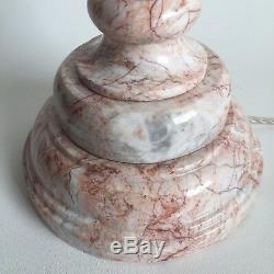 Pair of Vintage Cream Pink Marble Lamps with Shades Kelly Wearstler Elle Decor