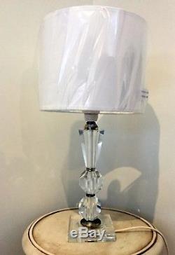 Pair of Vintage Cut Crystal Lamp Bases with shades