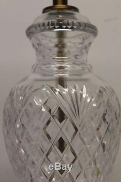 Pair of Vintage Cut Crystal Lamp Urn Shaped with Marble Bases, 31 No Shades
