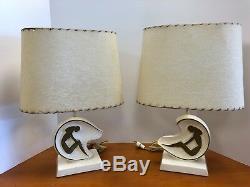 Pair of Vintage F. A. I. P Lamps Original Mid Century Fiberglass Shades Both Work
