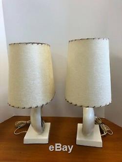 Pair of Vintage F. A. I. P Lamps Original Mid Century Fiberglass Shades Both Work