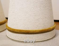Pair of Vintage MCM, Mid Century Modern Lamp Shades Gold Trim 16 Tapered Drum