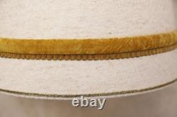 Pair of Vintage MCM, Mid Century Modern Lamp Shades Gold Trim 16 Tapered Drum