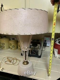 Pair of Vintage MCM TABLE LAMPS Atomic STARBURST With Shades SPECTACULAR! Rare