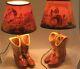 Pair Of Vintage Mccoy Pottery Cowboy Boot Lamps W Matching Original Shades