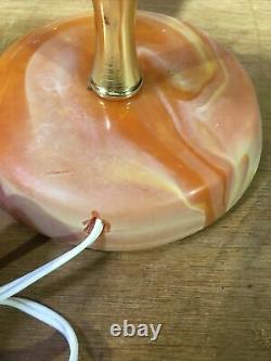Pair of Vintage Orange Marble/Onyx Table Desk Lamp Lights Working No Shades 60s